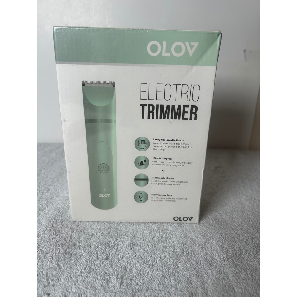 OLOVw Electric Trimmer YP-7032 Sage Green Waterproof Body Groin Groomer Box Wear